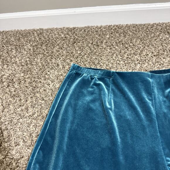 Chicos Travelers Velvet Pants Stretch Pull On 3P US 16/18 Emerald Blue NEW - Picture 3 of 4